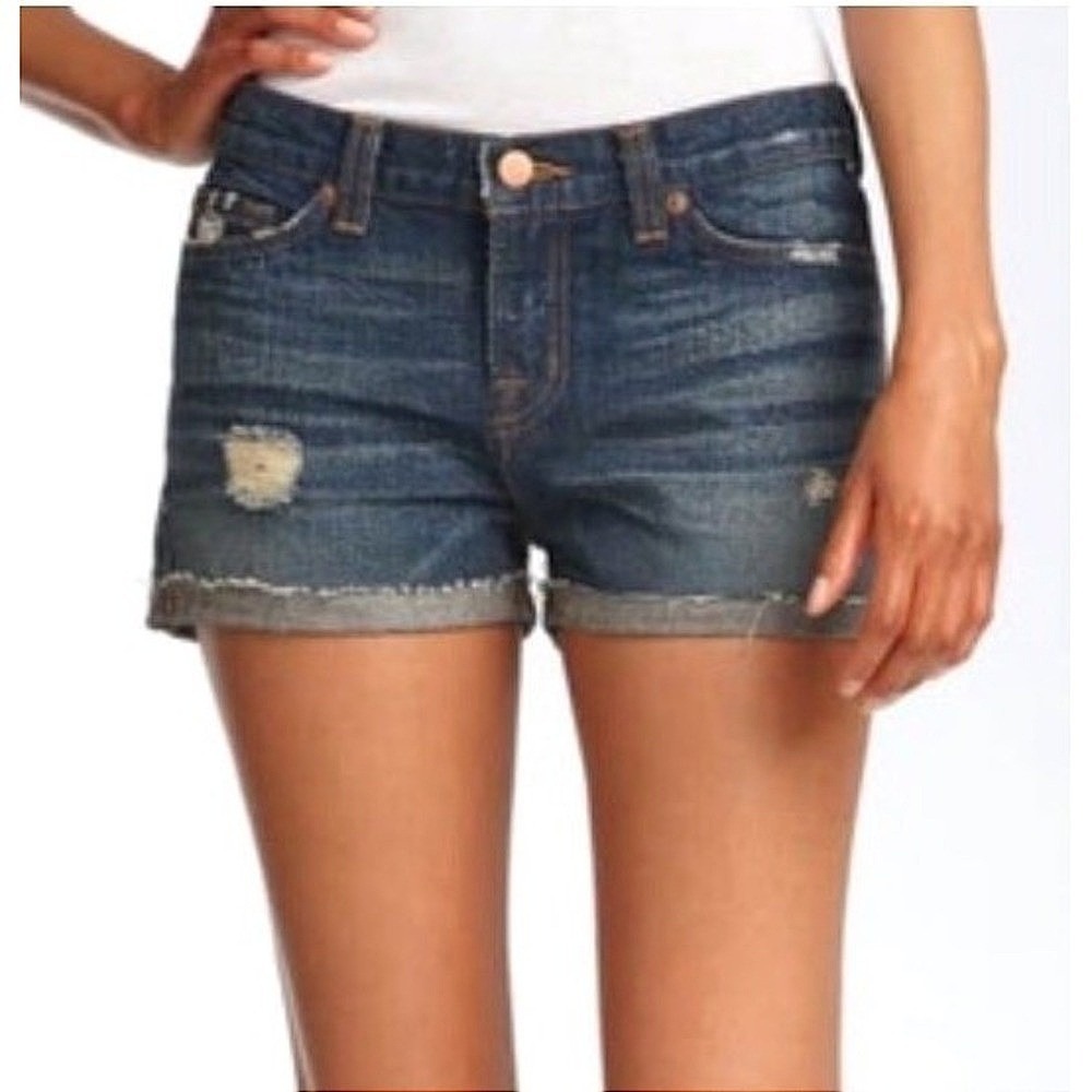 J Brand Y2K Low Rise Distressed Denim Cut-off Shorts Women 32 Dark Wash EUC